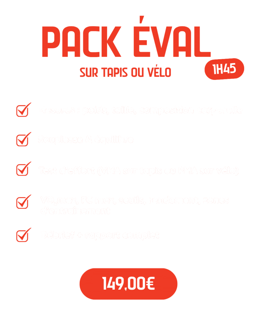 Pack Éval PaceLab sur tapis ou vélo : test d'effort, VO2max, seuils et zones d'entraînement